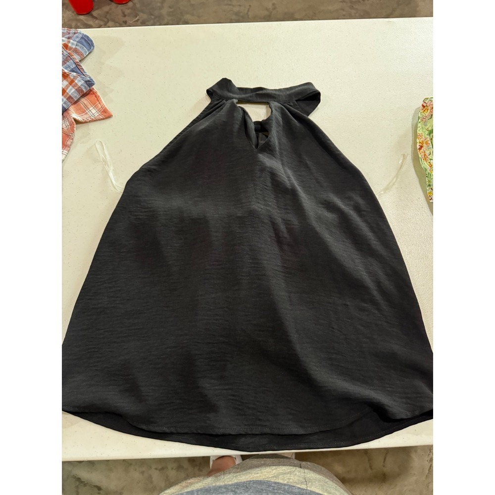 Ee:some Black Halter Tank Top TK50464 Womens Small Keyhole Neck Blouse